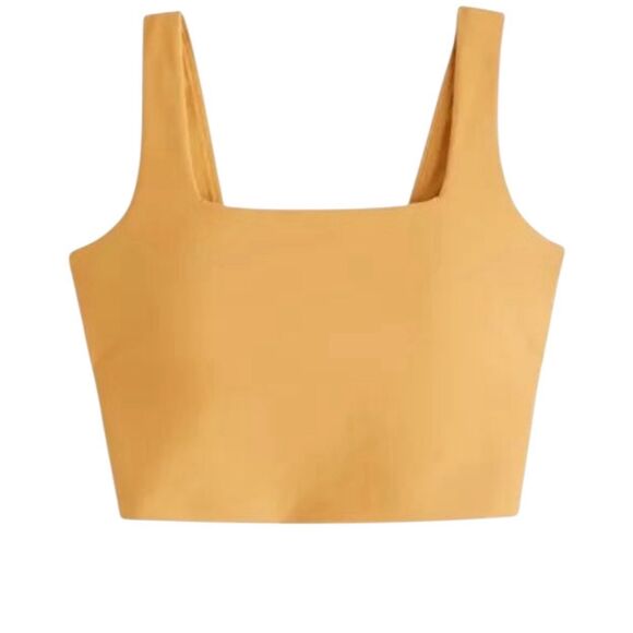 Abercrombie & Fitch YPB sculptLUX Squareneck Slim Tank In Mustard Yellow Size M - Picture 1 of 10